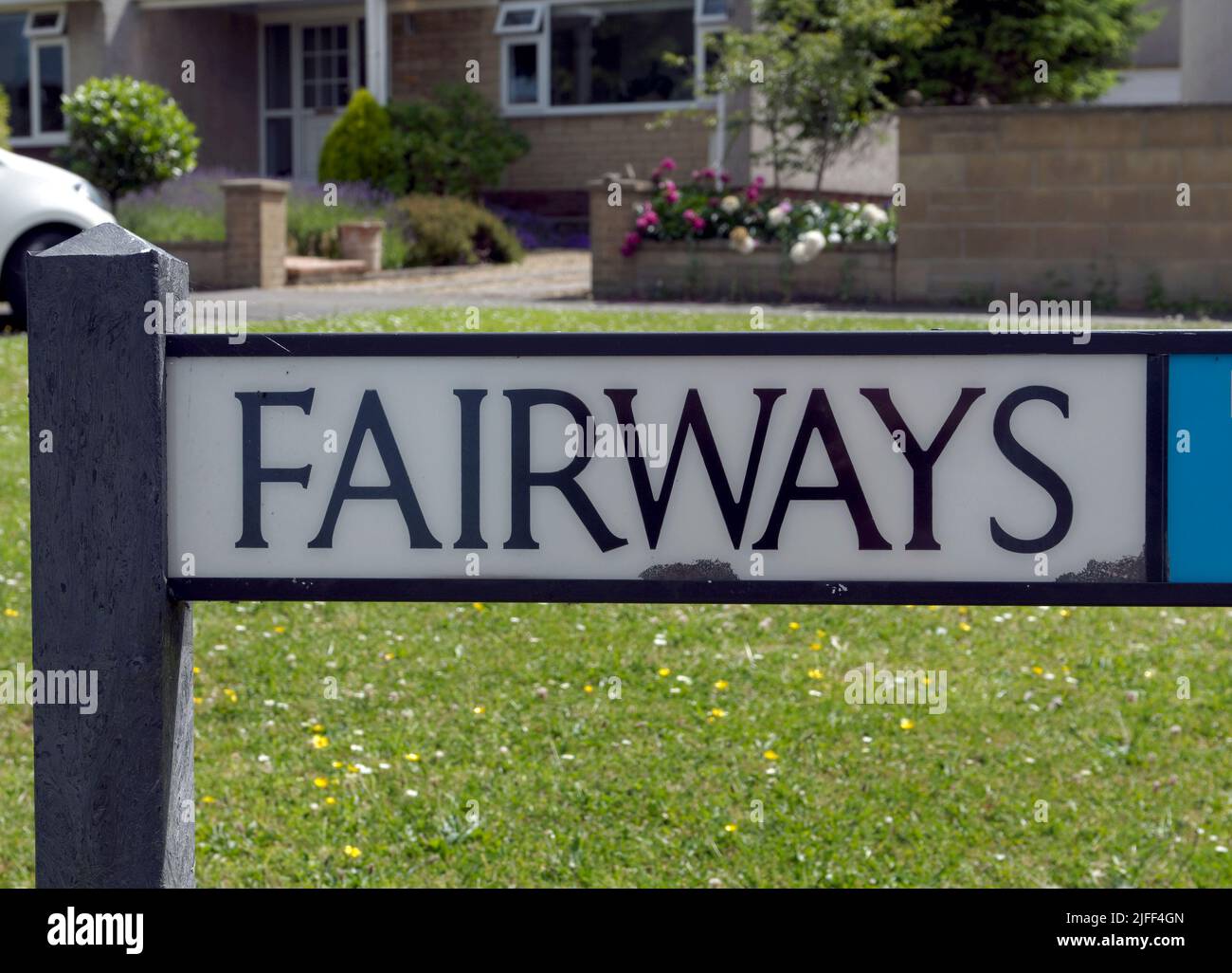 Segnaletica stradale per Fairways Foto Stock