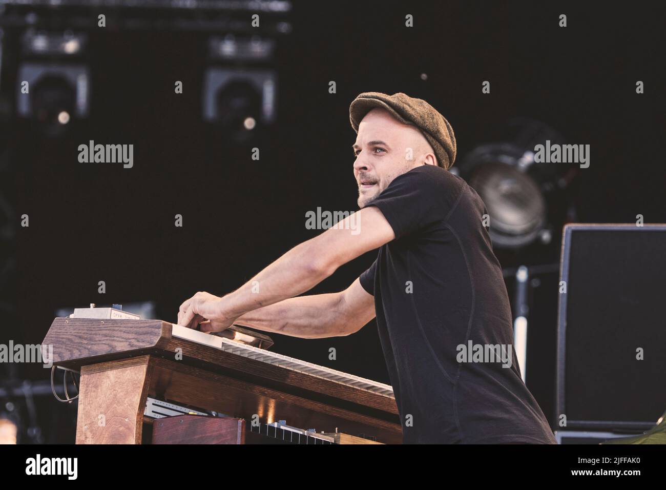 Gothenburg, Svezia. 09th ago 2018. Nils Frahm si esibisce sul palco durante il festival Way out West di Gothenburg. (Foto di Valeria Magri/SOPA Images/Sipa USA) Credit: Sipa USA/Alamy Live News Foto Stock