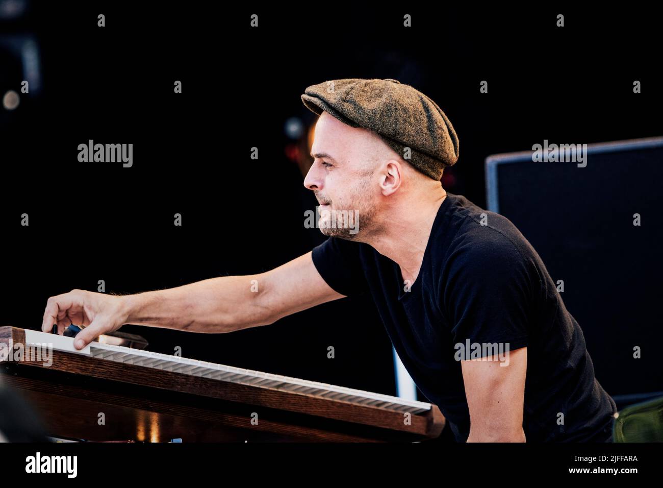 Gothenburg, Svezia. 09th ago 2018. Nils Frahm si esibisce sul palco durante il festival Way out West di Gothenburg. (Foto di Valeria Magri/SOPA Images/Sipa USA) Credit: Sipa USA/Alamy Live News Foto Stock