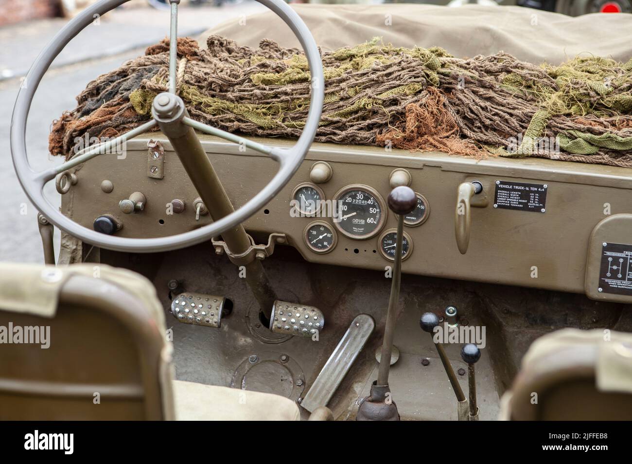 Dudley, West Midlands-regno unito Luglio 13 2019 cruscotto di un veicolo militare 1940 guerra mondiale due Foto Stock