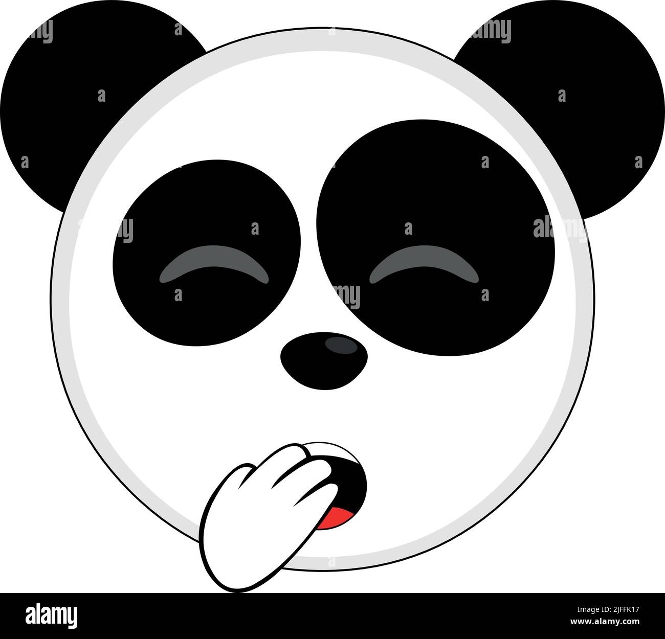 Illustrazione vettoriale del volto di un orsetto di cartoni animati che sbava, coprendo la bocca con la mano Illustrazione Vettoriale