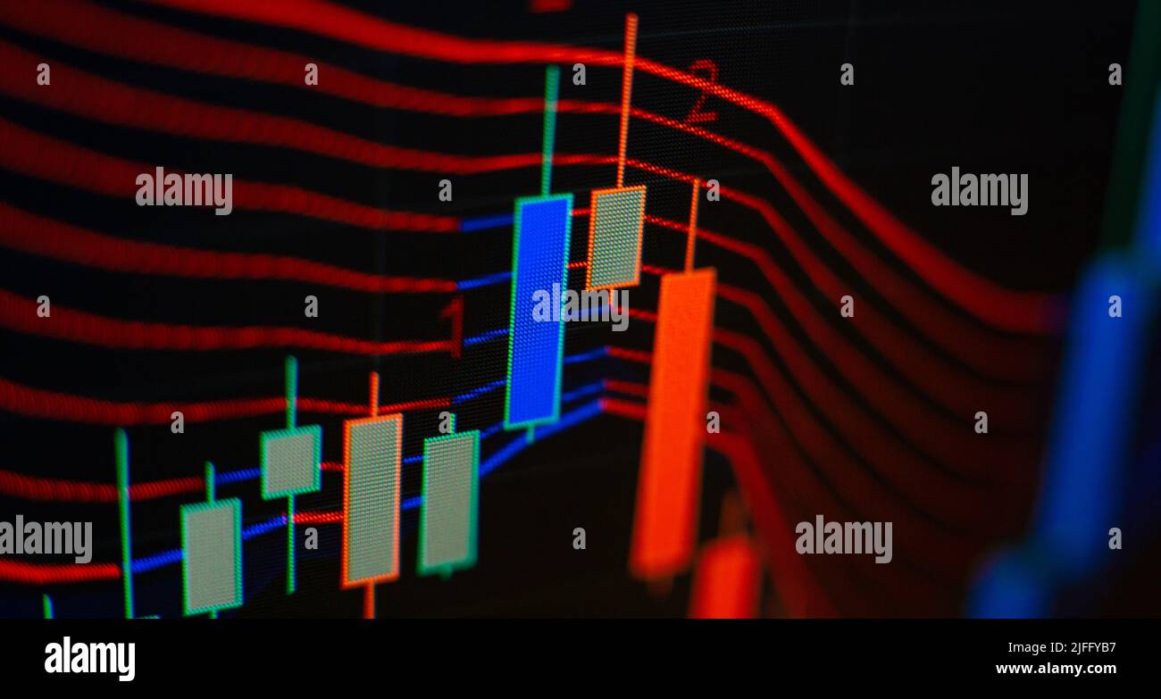 Investimento di concetto. Grafico medio mobile .grafico del mercato azionario su sfondo astratto della tecnologia Foto Stock