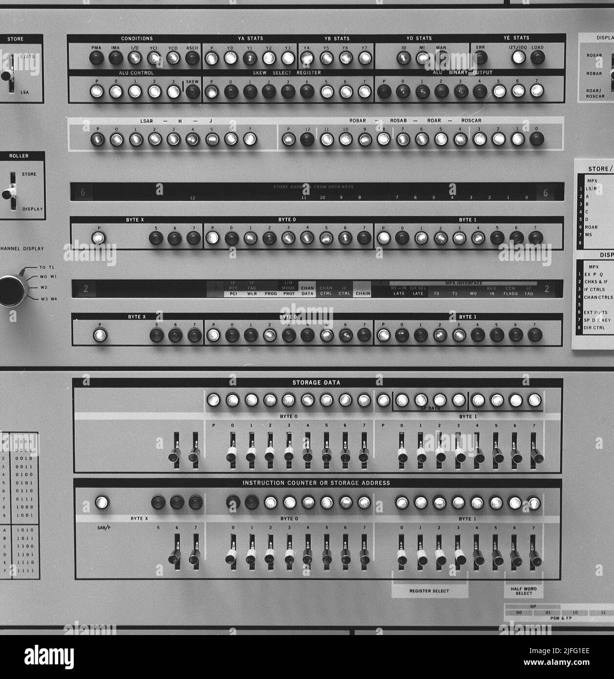 Nel 1960s. Dettaglio di un computer utilizzato per registrare e leggere le informazioni. Un computer mainframe IBM 360. IBM System 360 è stato spesso visto nella serie televisiva americana Mad Men. Foto scattata 1965 Kristoffersson Ref DY128-1 Foto Stock