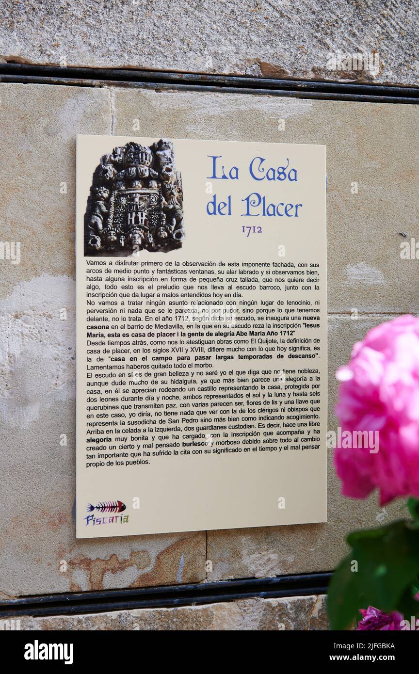 La casa del placer año 1712, Pesquera de Ebro, Burgos, Spagna Foto Stock