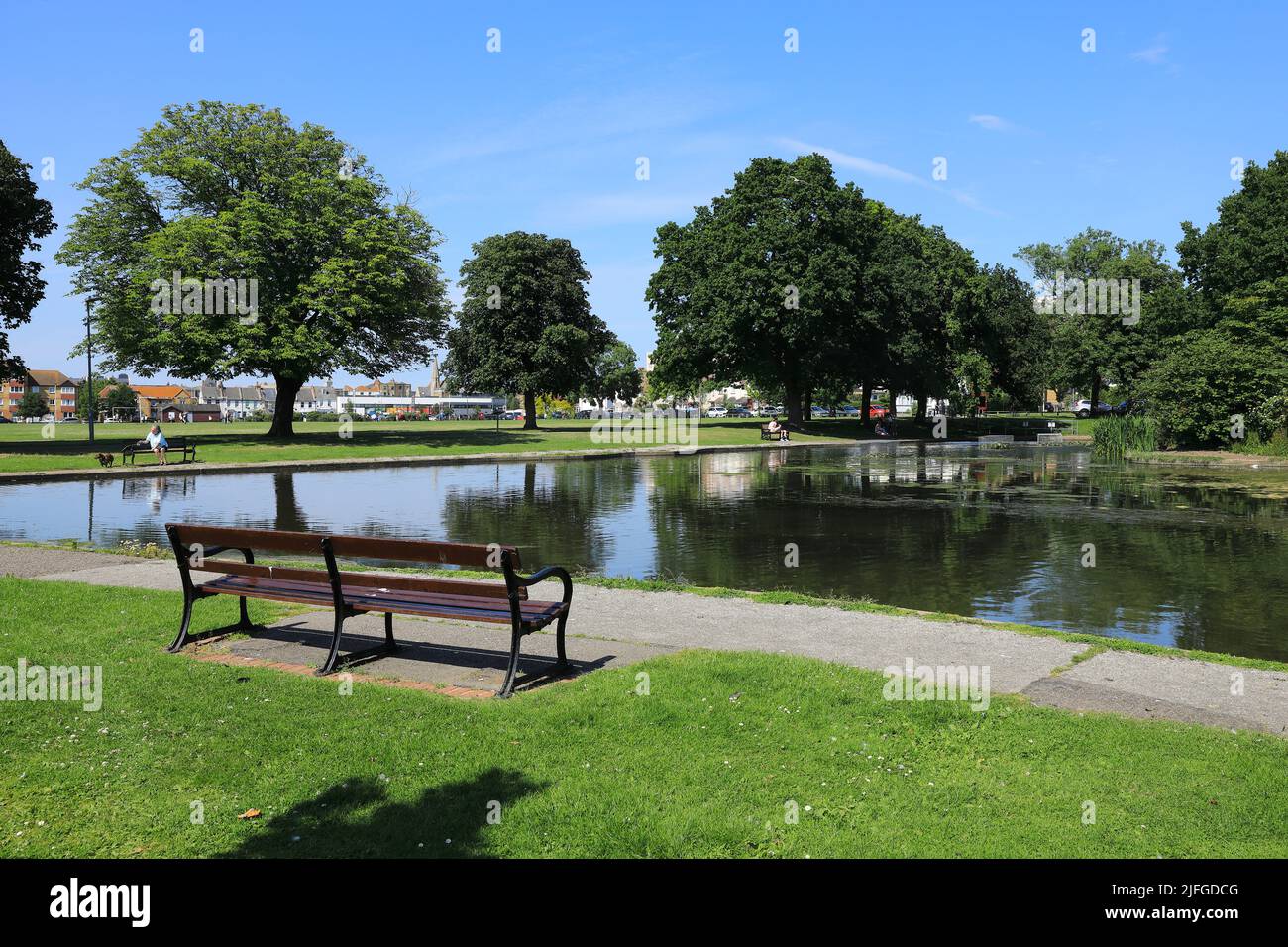 L'incantevole Memorial Park, a Herne Bay, sulla costa settentrionale del Kent, Regno Unito Foto Stock