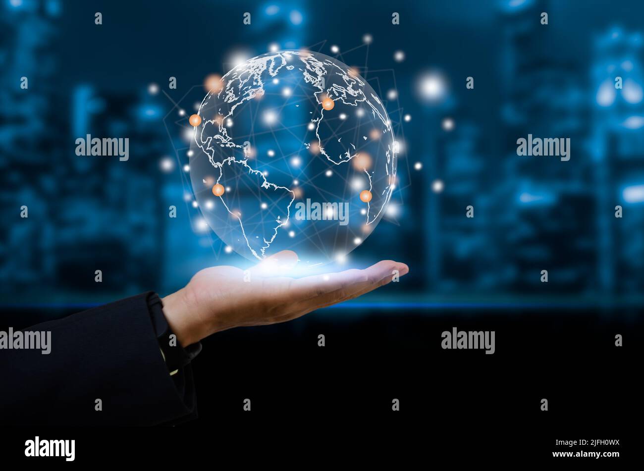 Comunicazione digitale e tecnologia virtuale rete globale Big data web 3,0 concetto aziendale. Foto Stock