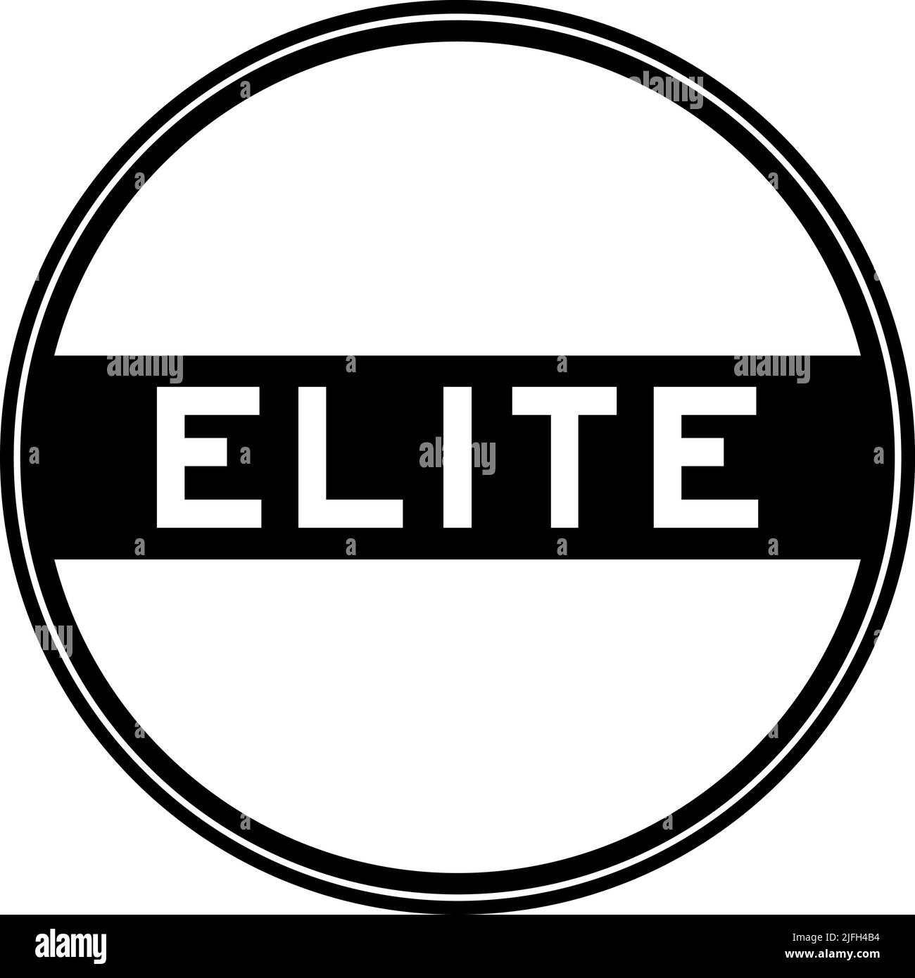 Adesivo a sigillo rotondo di colore nero in Word elite su sfondo bianco Illustrazione Vettoriale