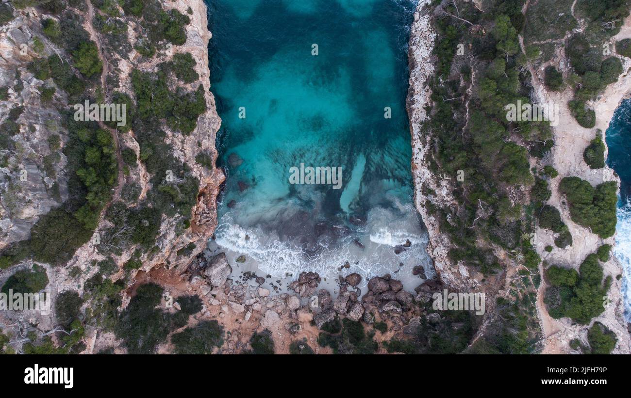 Vista aerea dell'idilliaca vista del mediterraneo Foto Stock