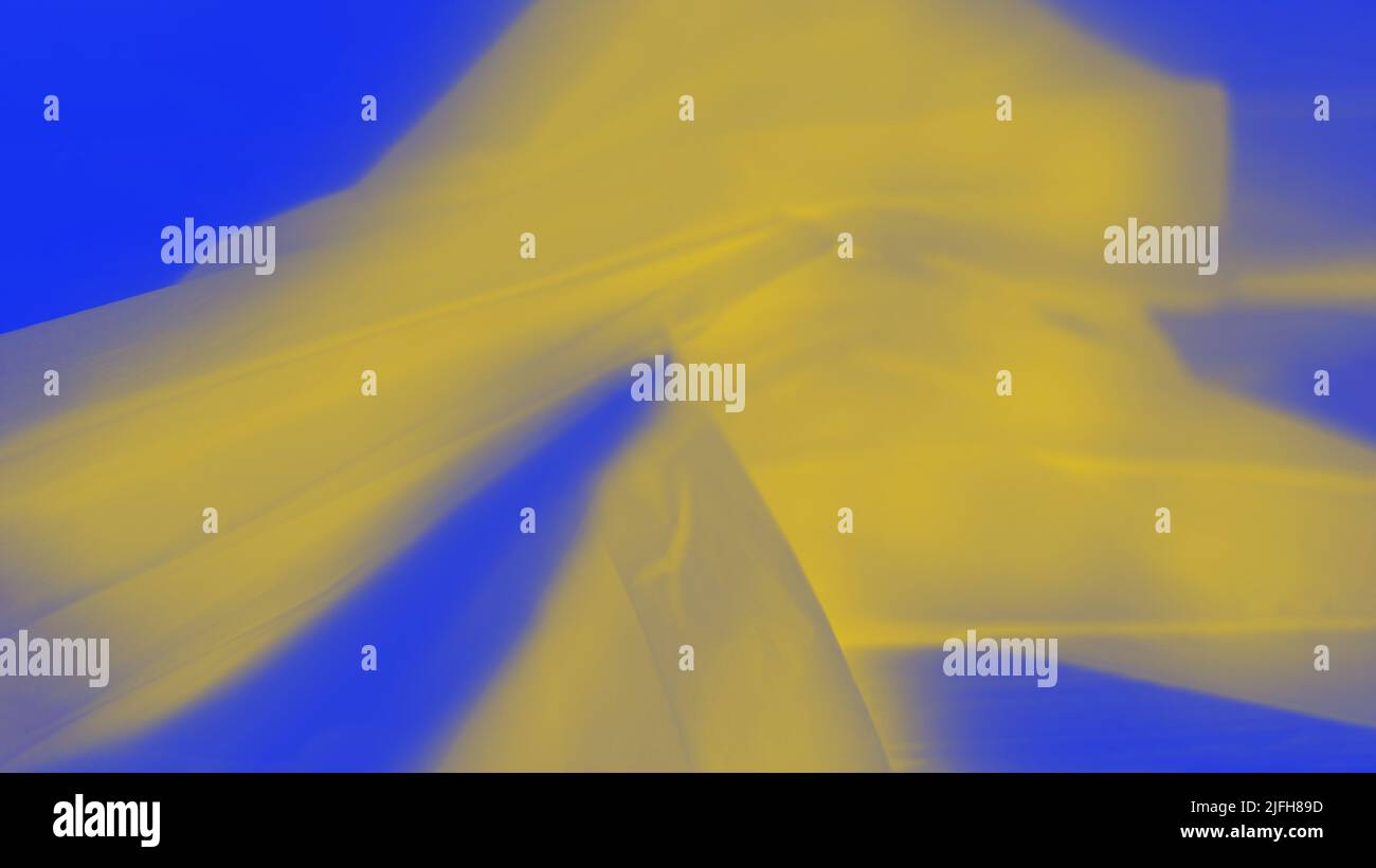 Sfondo tessuto astratto giallo blu, colori simbolici ucraini Foto Stock
