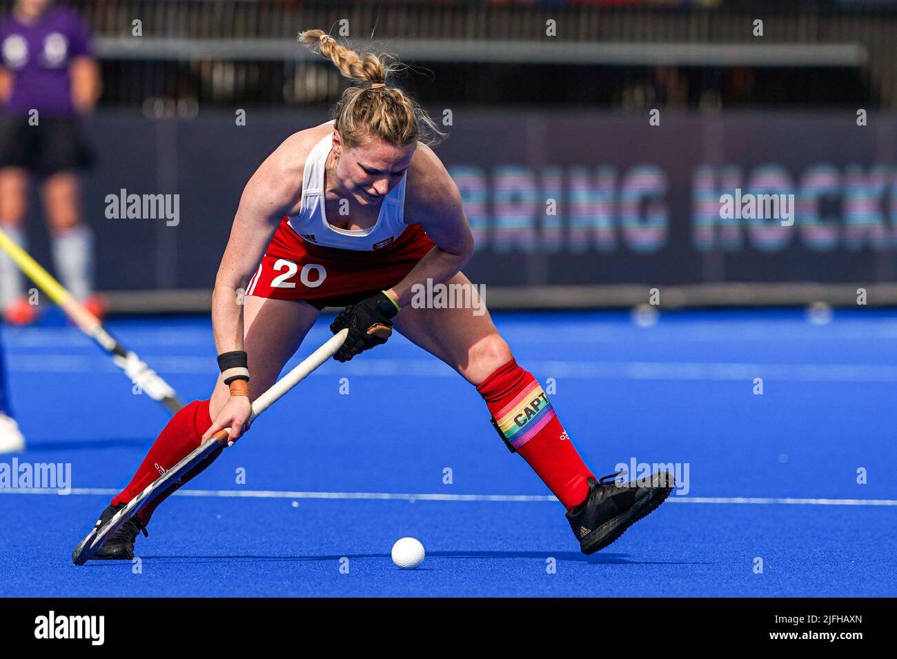 AMSTELVEEN, PAESI BASSI - LUGLIO 3: Hollie Pearne-Webb d'Inghilterra durante la FIH Hockey Women's World Cup 2022 partita tra Inghilterra e India al Wagener Hockey Stadium il 3 Luglio 2022 ad Amstelveen, Paesi Bassi (Foto di Andre Weening/Orange Pictures) Credit: Orange Pics BV/Alamy Live News Foto Stock