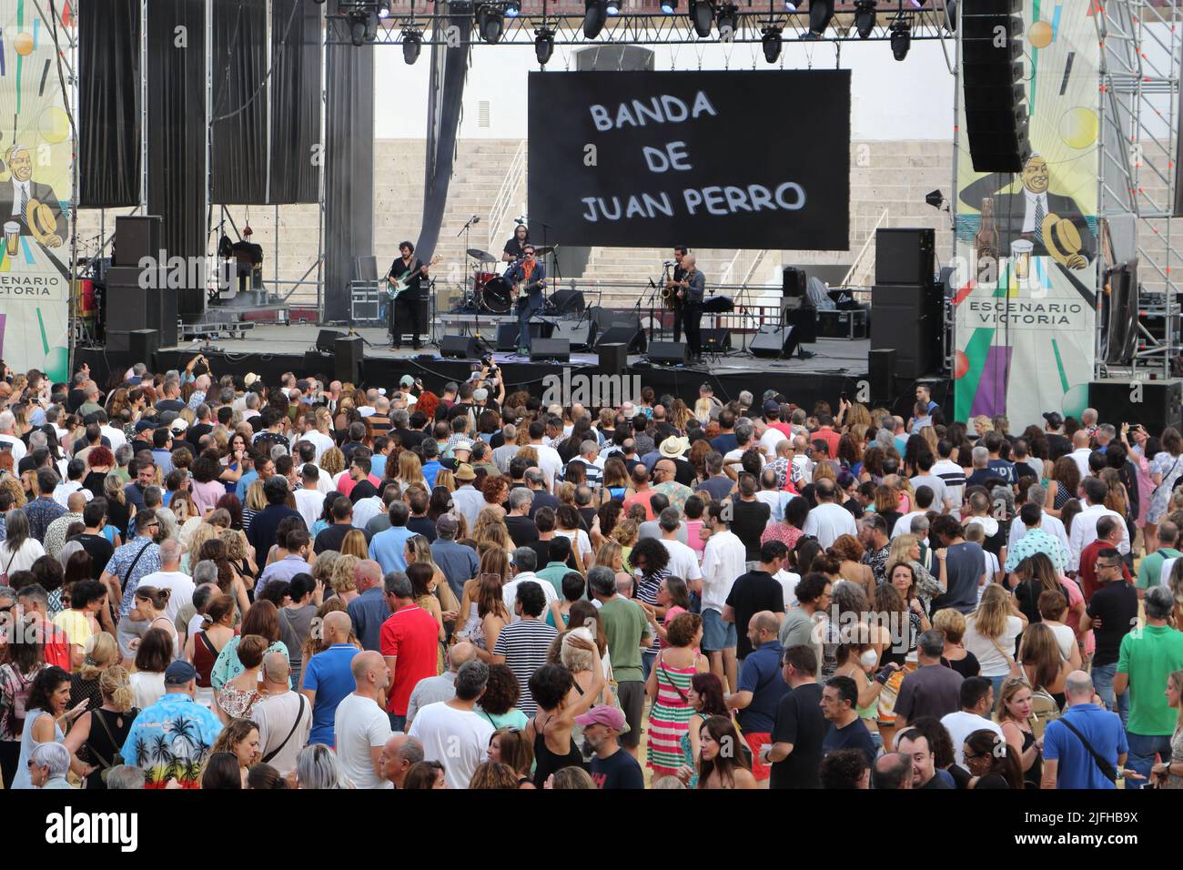 Luglio 2, 2022. Malaga, Spagna. Gruppo Juan Perro al Brisa Festival. 40th anniversario di Danza invisibile. Foto Stock
