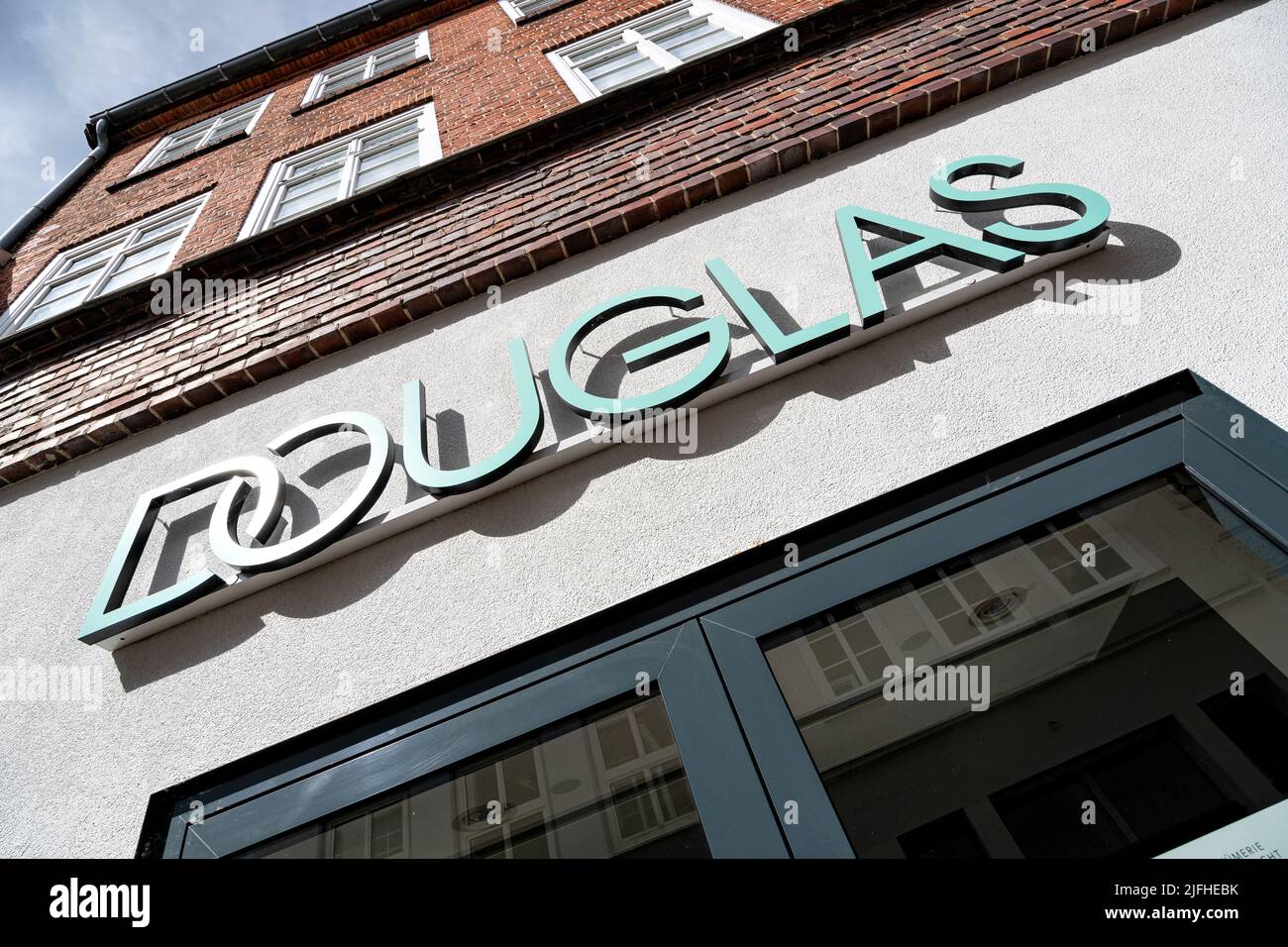 Cartello Douglas presso la filiale Foto Stock
