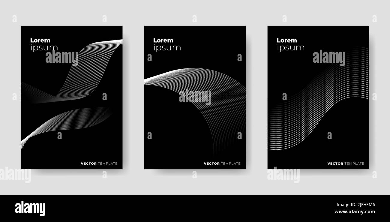 Collezione di modelli di copertina business flyer in elegante colore nero. Illustrazione vettoriale. Illustrazione Vettoriale