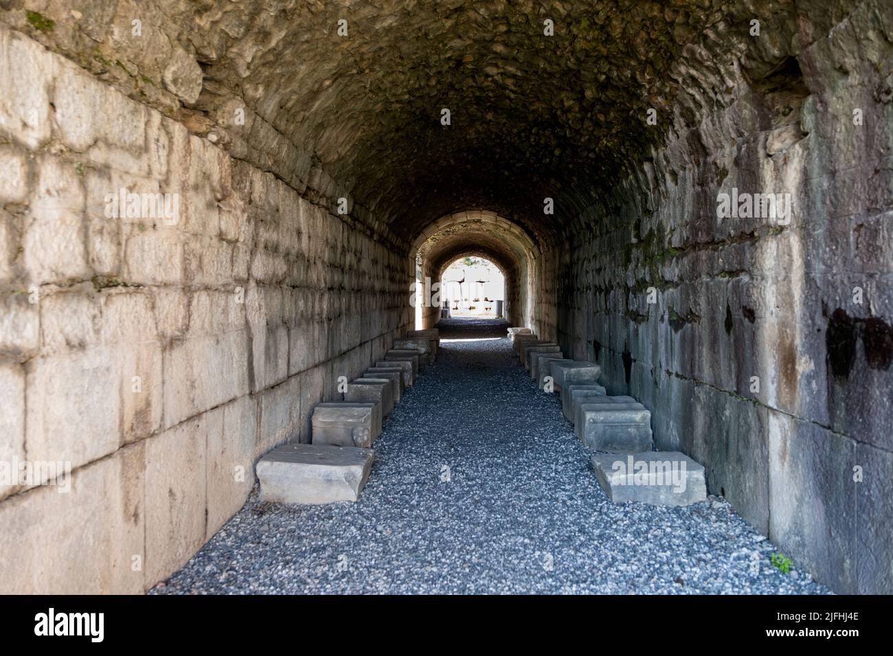 Asklepion era un centro di salute . Vista sulle antiche rovine di Asklepion a Bergama Foto Stock