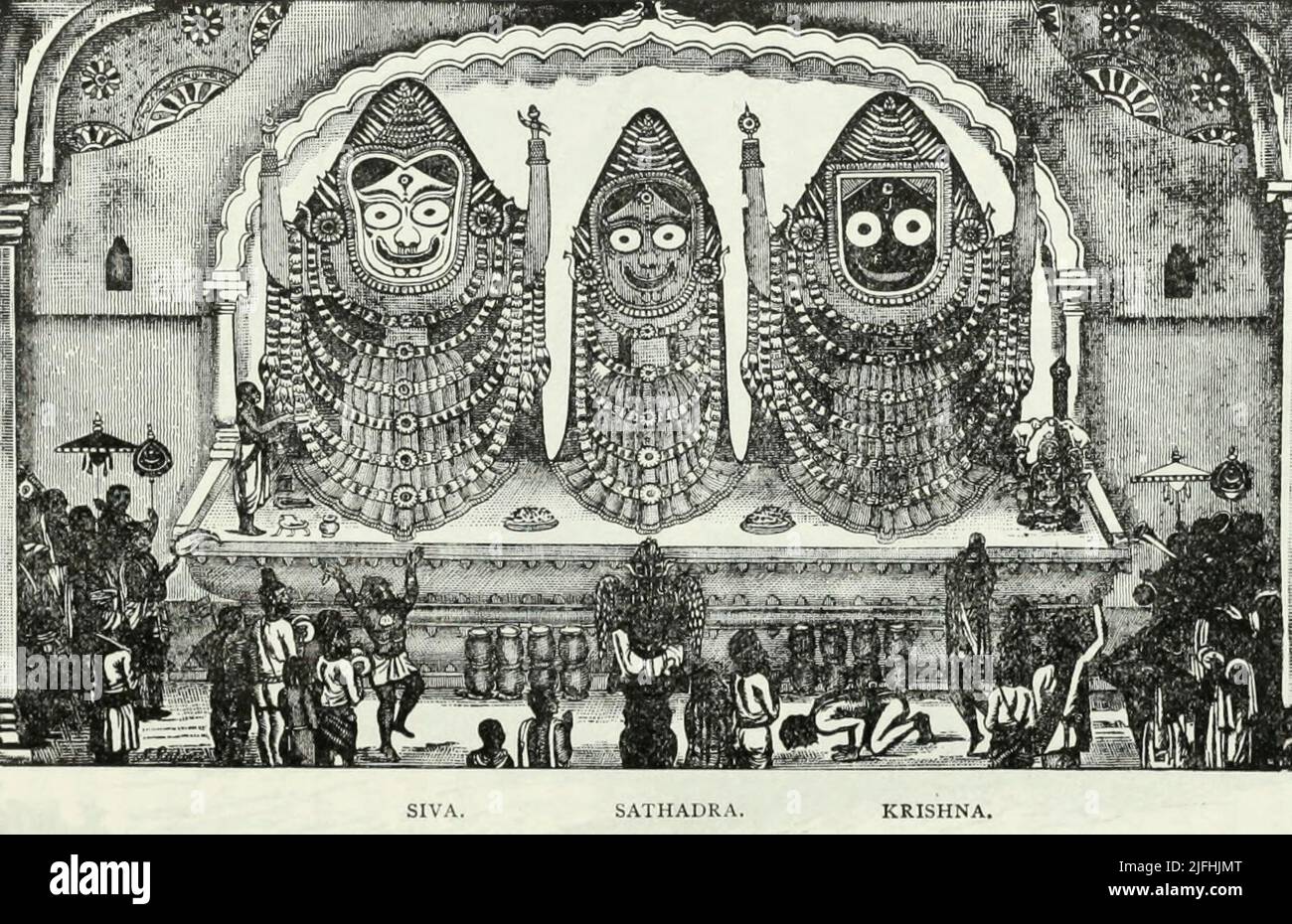Culto nel tempio di Krishna, o Juggernaut Foto Stock