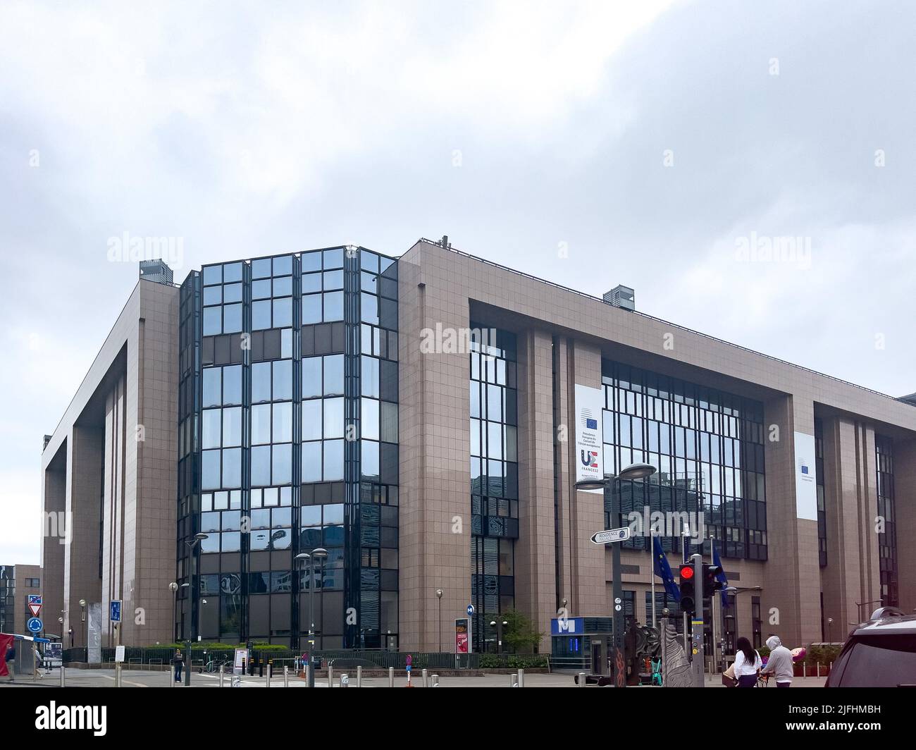 Esterno dell'edificio del parlamento europeo a Bruxelles, Belgio Foto Stock