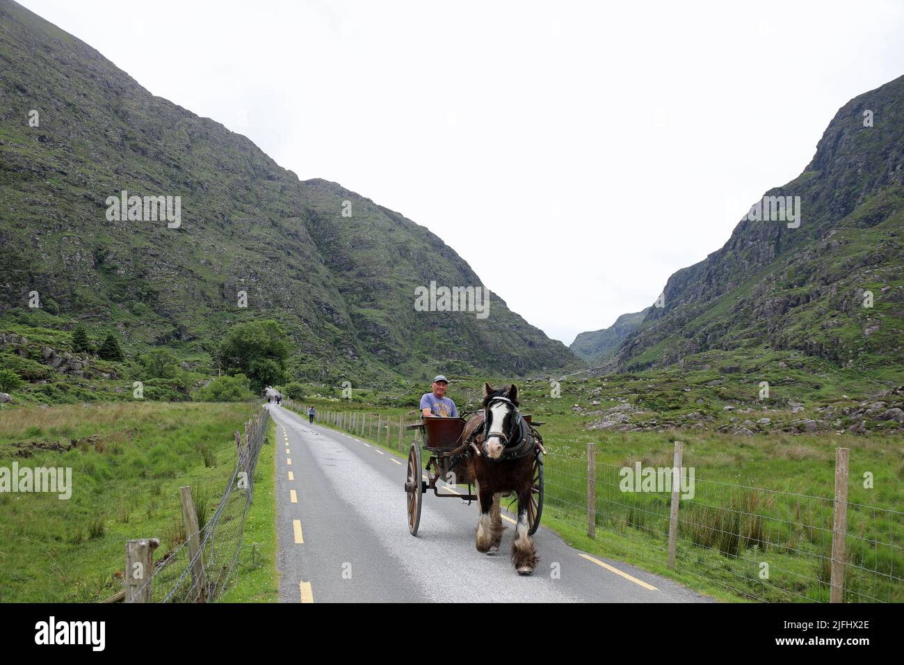 Irish jaunting car al Gap di Dunloe vicino Killarney Foto Stock