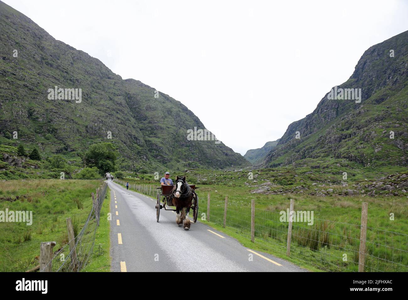 Irish jaunting car al Gap di Dunloe vicino Killarney Foto Stock