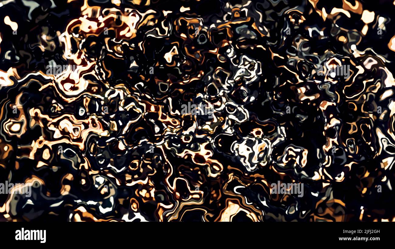 Liquido fuso astratto che si trasforma in lento movimento. Movimento. Tessuto appiccicoso che crea forme e macchie mutevoli. Foto Stock