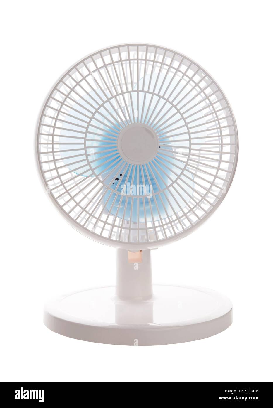 Ventola elettrica bianca isolata su sfondo bianco Foto Stock