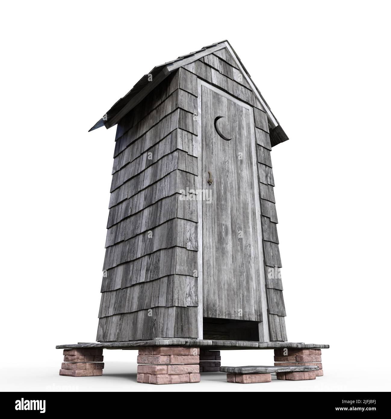3D-Illustrazione di un outhouse nel ovest selvaggio Foto Stock
