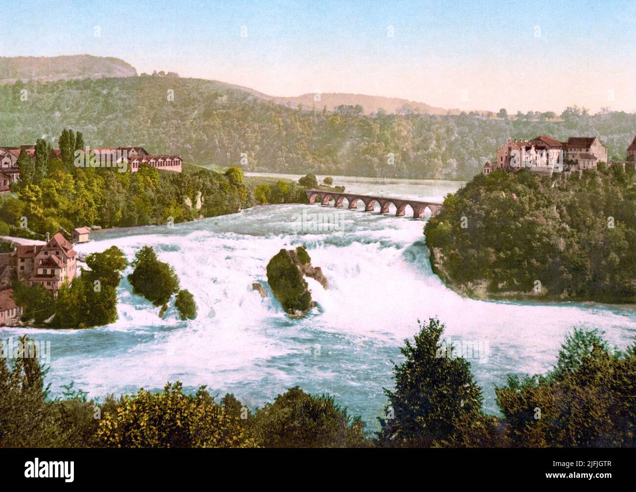 Cascate del Reno, Laufen-Uhwiesen, Zürich, Svizzera 1890. Foto Stock