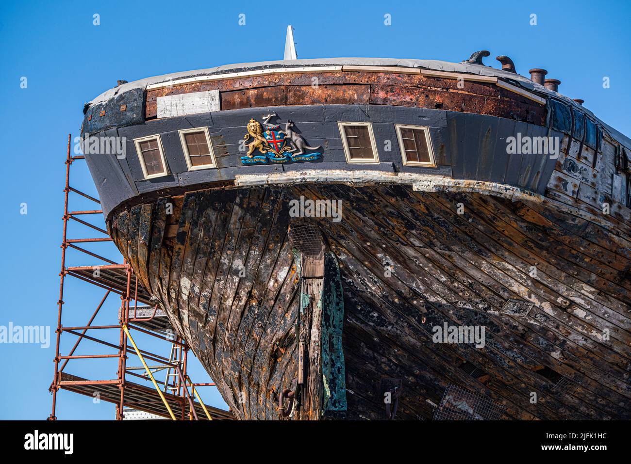 4 luglio 2022: Restauro della nave Clipper City of Adelaide, costruita a Sunderland, Inghilterra, e lanciata il 7 maggio 1864. Adelaide, Australia Foto Stock