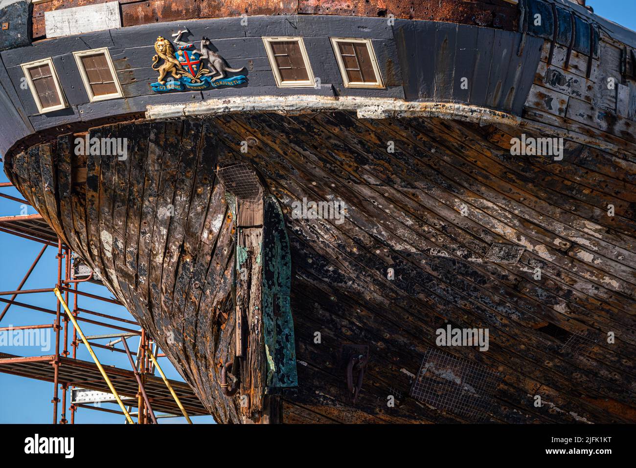 4 luglio 2022: Restauro della nave Clipper City of Adelaide, costruita a Sunderland, Inghilterra, e lanciata il 7 maggio 1864. Adelaide, Australia Foto Stock
