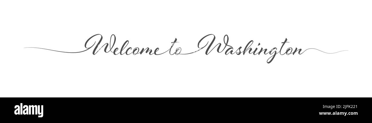 Benvenuto a Washington. Scritta stilizzata di saluto calligrafico in una riga. Stile semplice Illustrazione Vettoriale