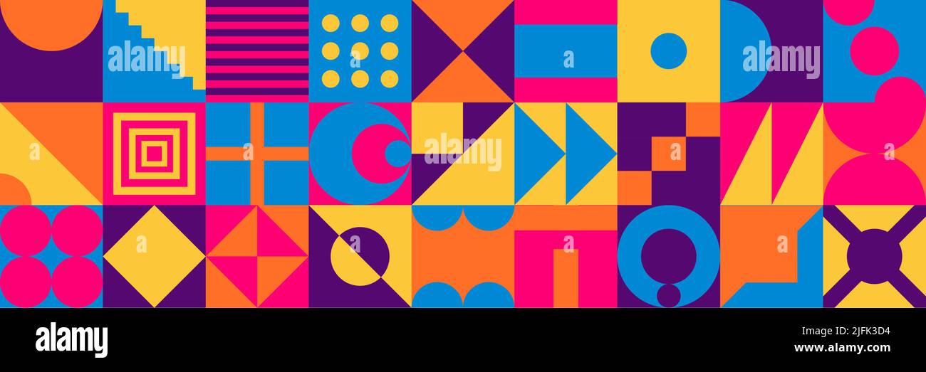Neo Modernismo disegno modello fatto con vettore astratto forme geometriche e forme. Forma semplice grassetto disegno grafico, utile per web art, invito ca Illustrazione Vettoriale