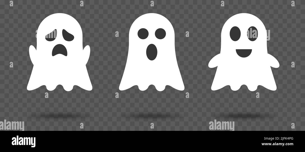 Tre simpatici fantasmi. Ghosts doodle. Illustrazione vettoriale Illustrazione Vettoriale