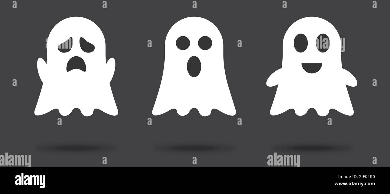 Tre simpatici fantasmi. Ghosts doodle. Illustrazione vettoriale Illustrazione Vettoriale