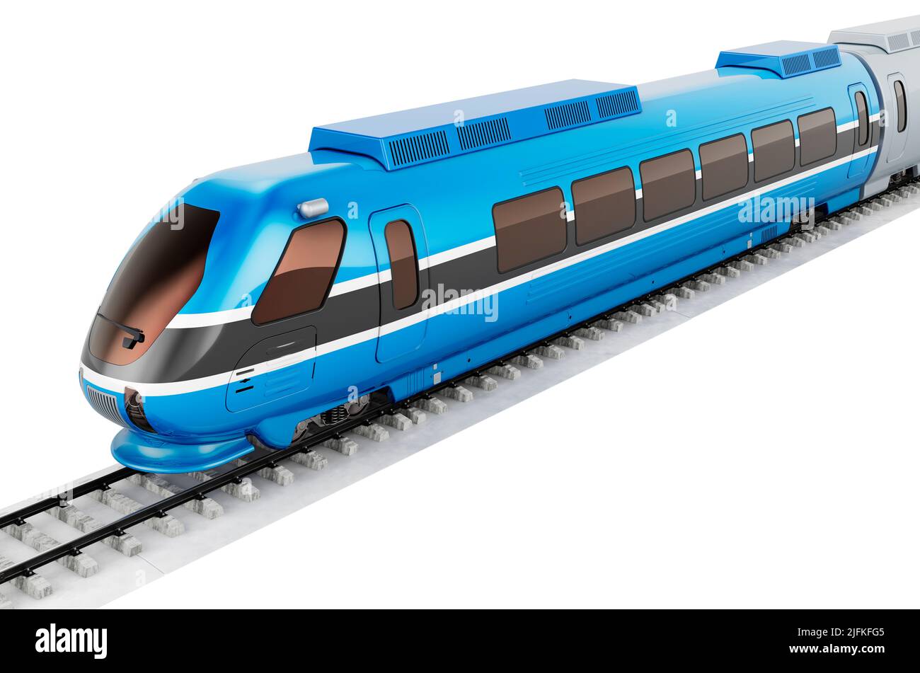 Bandiera del Botswanian dipinta sul treno ad alta velocità. Viaggio in treno in Botswana, Concept. 3D rendering isolato su sfondo bianco Foto Stock