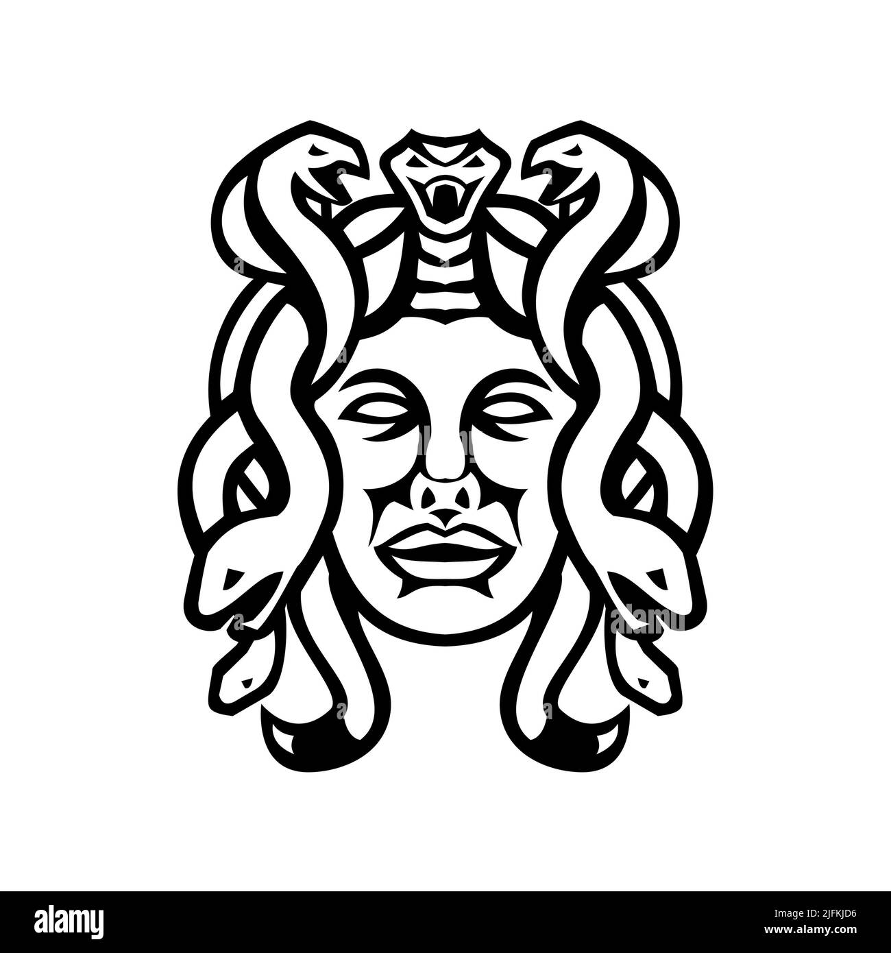 Medusa gorgon goddess, black silhouette vector - Stock