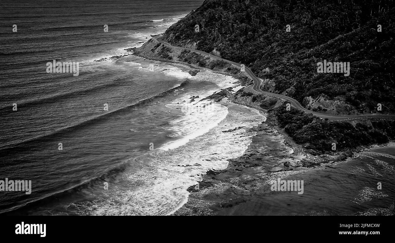 GREAT OCEAN ROAD DA TEDDYS LOOKOUT LORNE, VICTORIA, AUSTRALIA Foto Stock