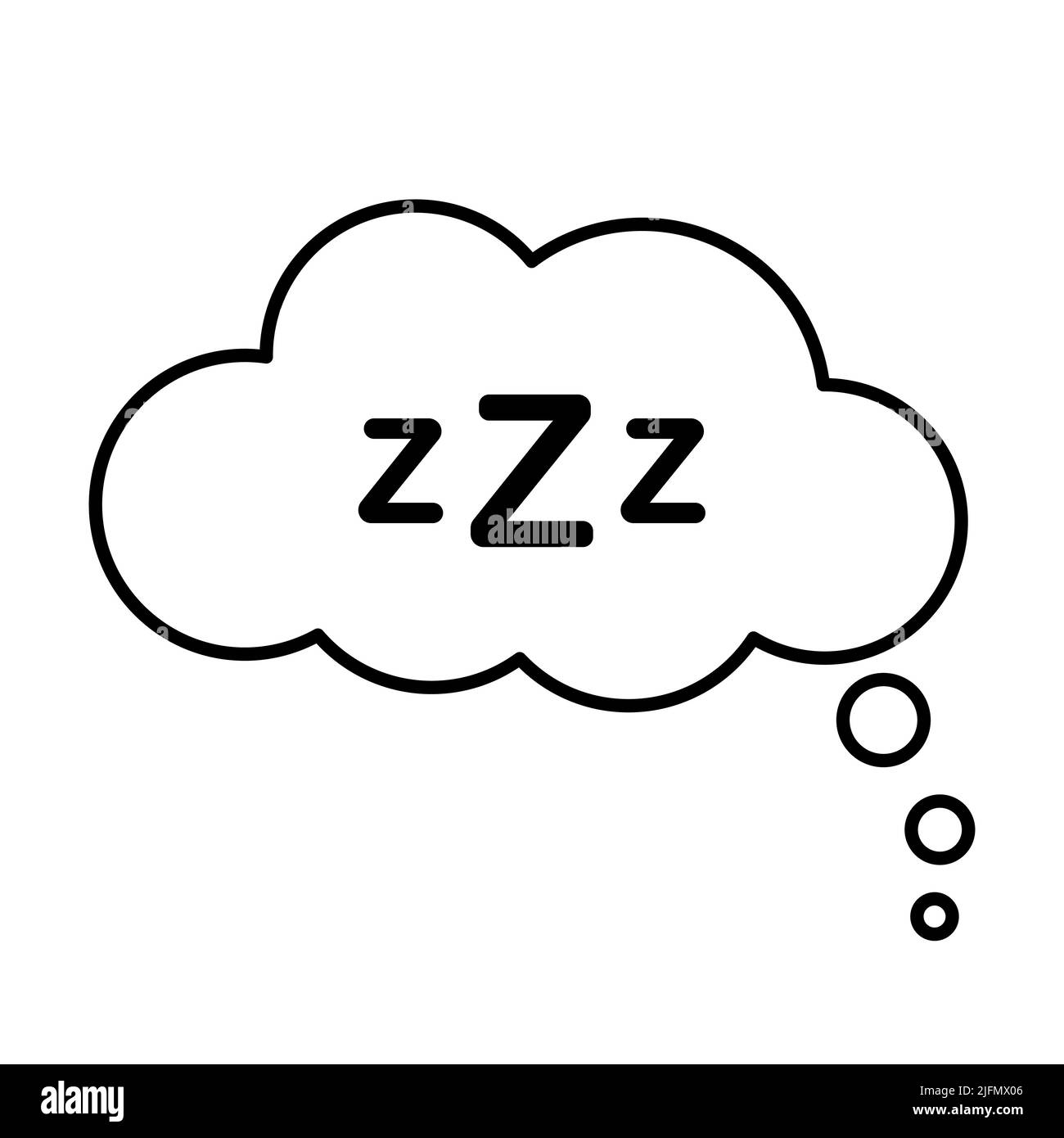 Icona del vettore di sospensione. Simbolo linea ZZZ. Illustrazione vettoriale isolata su sfondo bianco Illustrazione Vettoriale