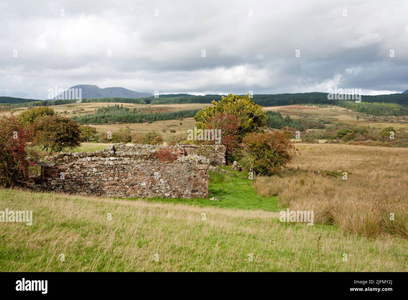 I resti derelitti di Moss Farm a Machrie Moor l'isola di Arran North Ayrshire Scozia Foto Stock