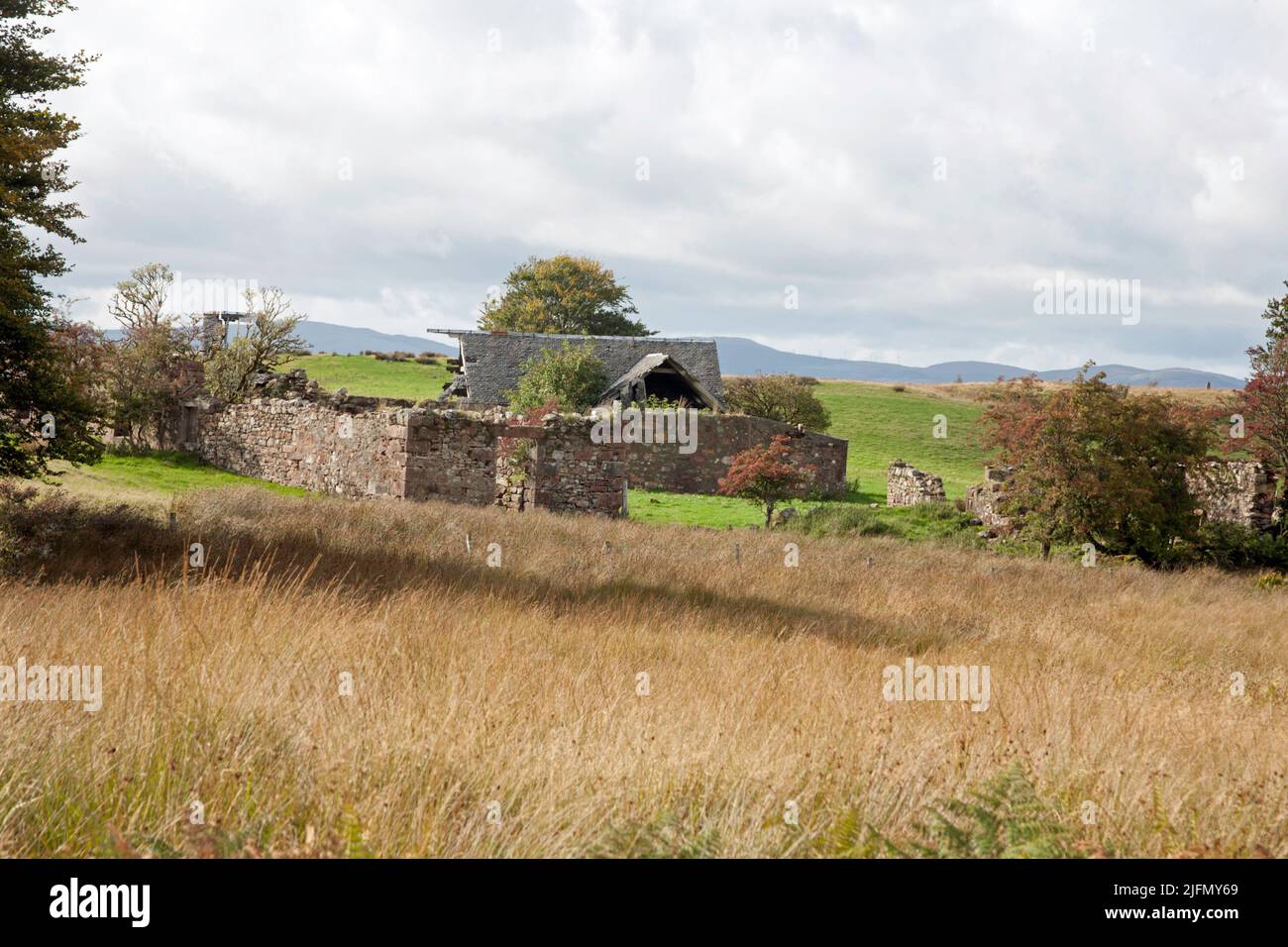 I resti derelitti di Moss Farm a Machrie Moor l'isola di Arran North Ayrshire Scozia Foto Stock