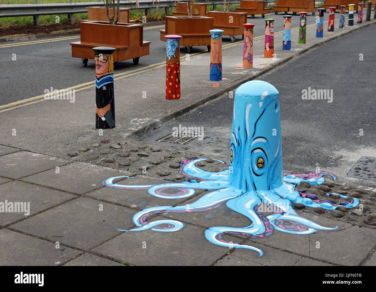 Le palpine dipinte nella città di Limerick in Irlanda Foto Stock