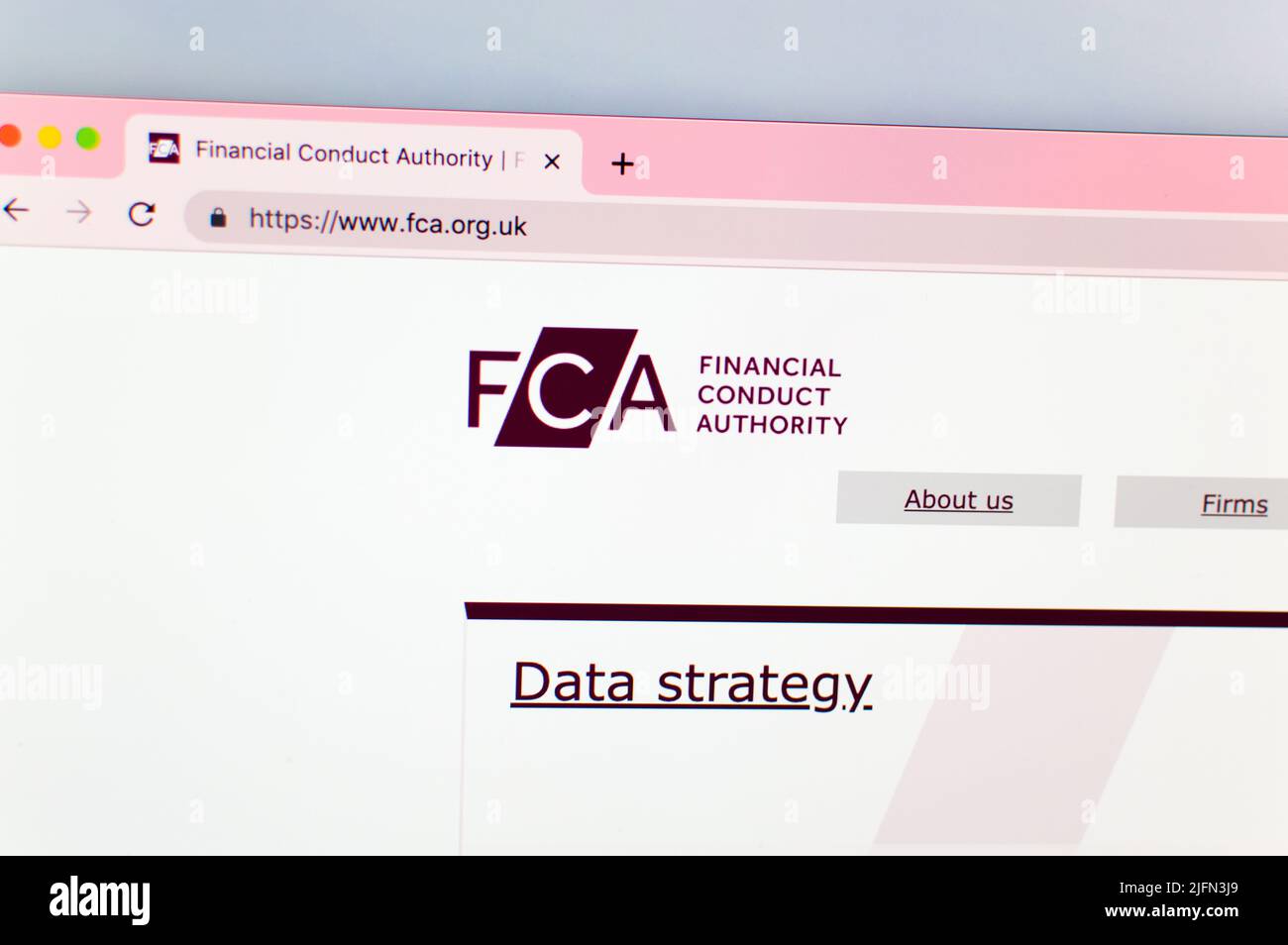 Pagina web dell'autorità di condotta finanziaria Foto Stock