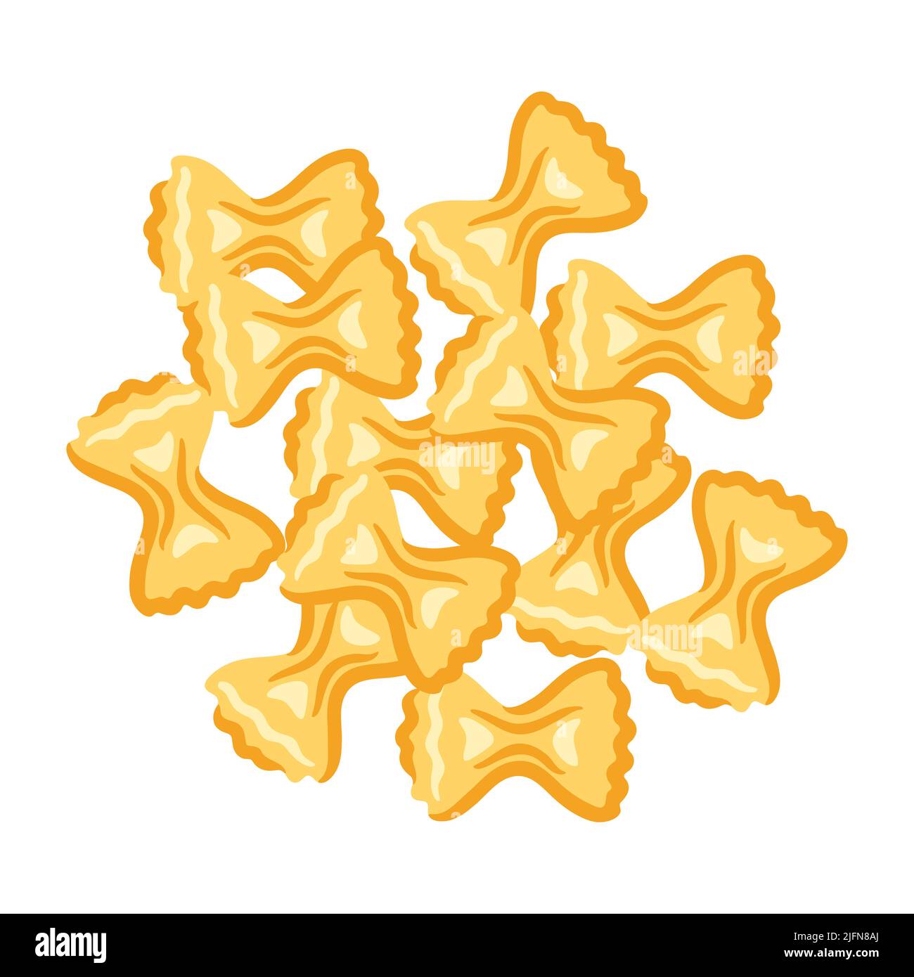 Illustrazione di farfalle di pasta italiana. Immagine culinaria per il menu di caffè e ristoranti. Illustrazione Vettoriale