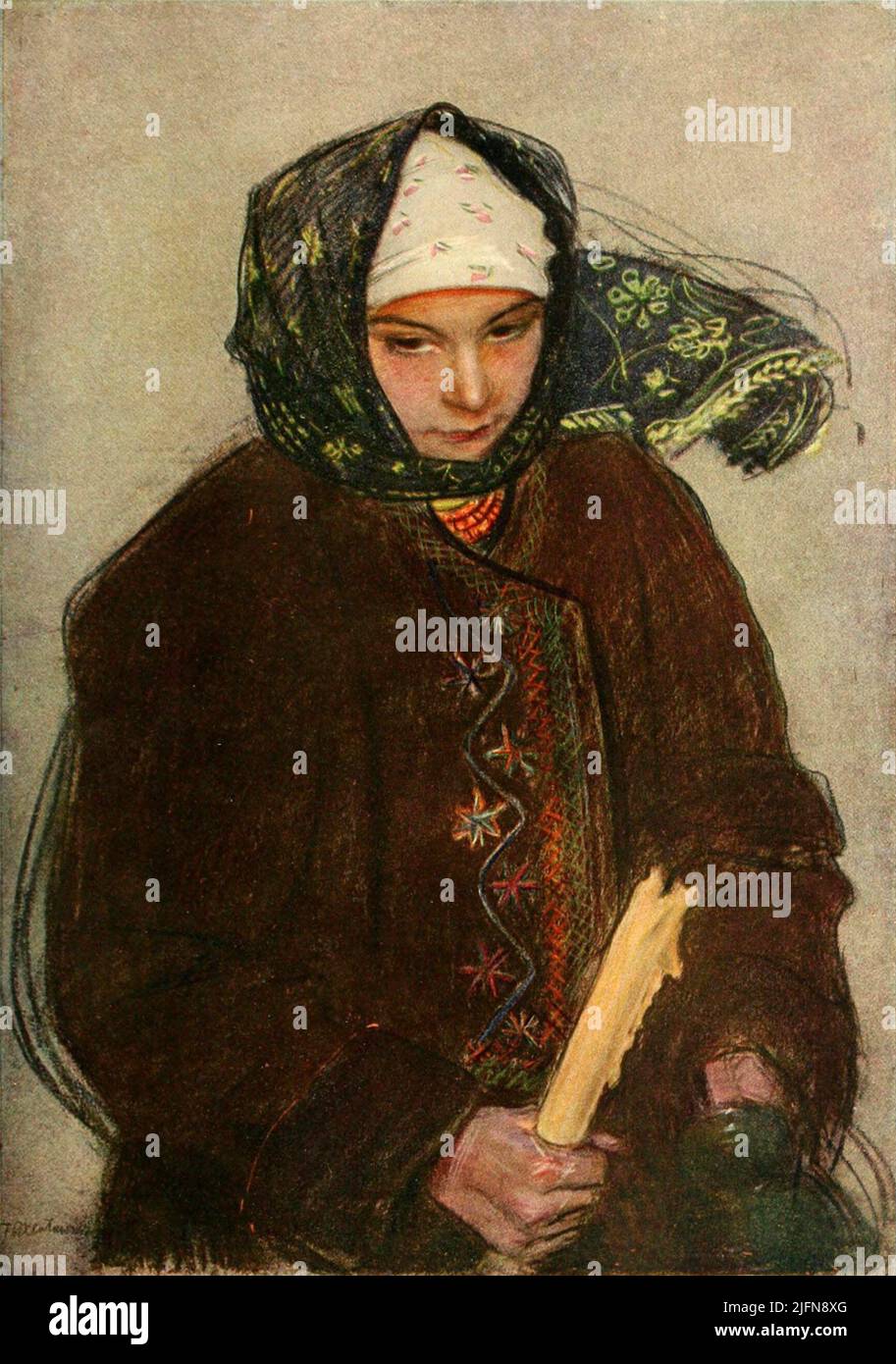 Axntowicz Teodor Axntowicz (Brașov, 13 maggio 1859 – Kraków, 26 agosto 1938) è stata una . Noto artista del suo tempo, fu anche il rettore dell'Accademia di Belle Arti di Kraków. Come artista, Axntowicz era famosa per i suoi ritratti e le sottili scene della vita hutsul, ambientate nei Carpazi. Dal libro in tedesco ' Galizien, seine kulturelle und wirtschaftliche Entwicklung. ' [ Galizia, il suo sviluppo culturale ed economico. ] Editore e curatore responsabile Siegmund Bergmann. 19 Foto Stock