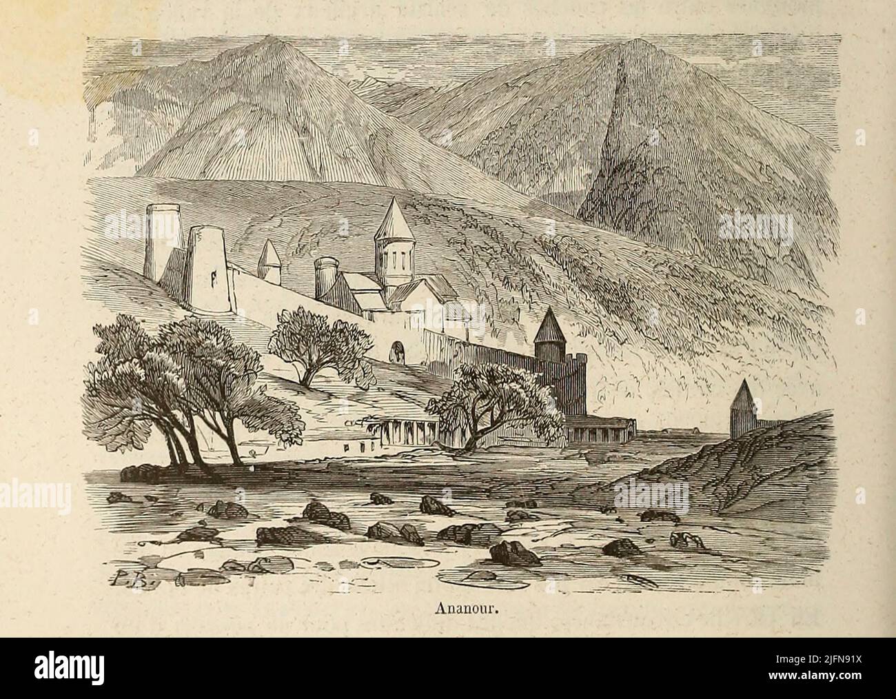 Ananour / Ana Nour del libro Lettres sur le Caucase et la Crimée : ouvrage arricchi de trente vignettes dessinées d'après nature et d'une carte dressée au Dépôt topographique de la guerre à Saint-Pétersbourg [lettere sul Caucaso e la Crimea: Opera arricchita con trenta vignette tratte dalla natura e una mappa elaborata al Topographic War Depot di San Pietroburgo] di Floriant Gille, anno di pubblicazione 1859 Editore Parigi : Gide Foto Stock