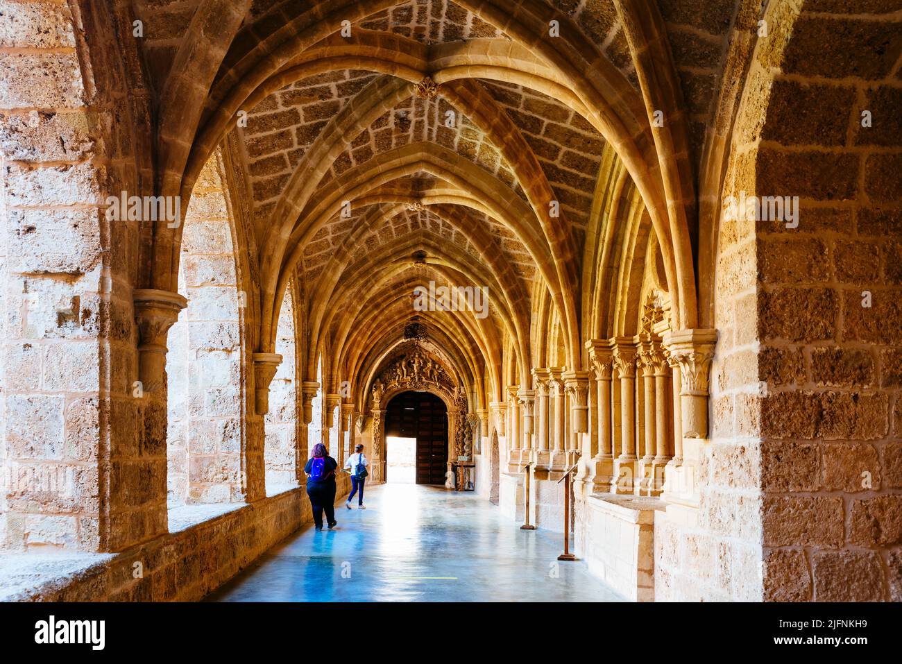 Chiostro, architettura cistercense. Monasterio de Piedra, Nuévalos, Saragozza, Aragón, Spagna, Europa Foto Stock
