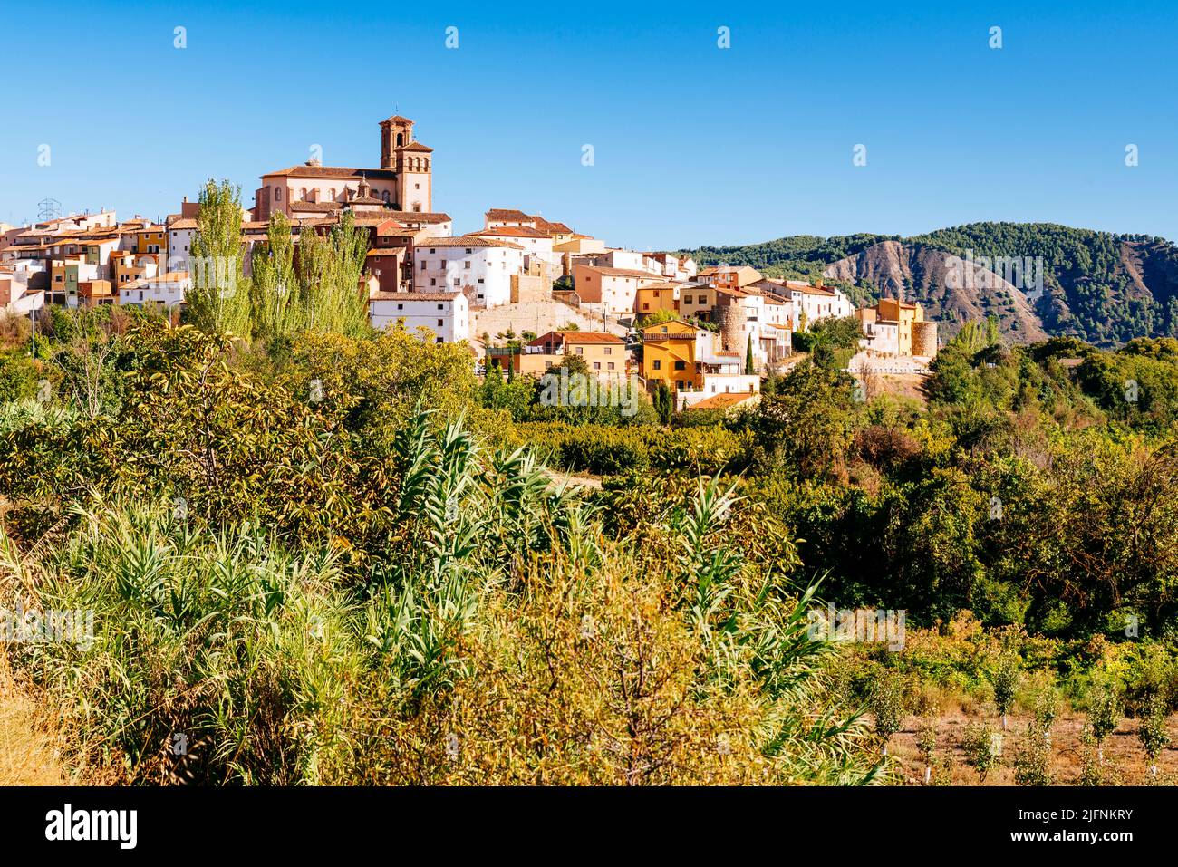 Il villaggio di Montón, Saragozza,Aragón, Spagna, Europa Foto Stock