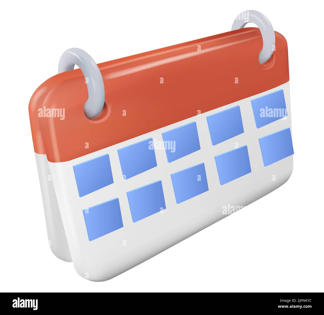 Immagine vettoriale minimalistica del calendario 3D con rendering isolato su bianco. Illustrazione Vettoriale