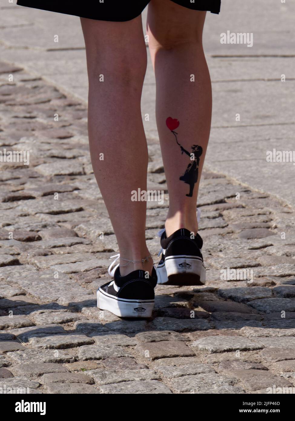 Tatuaggio su una gamba Foto Stock