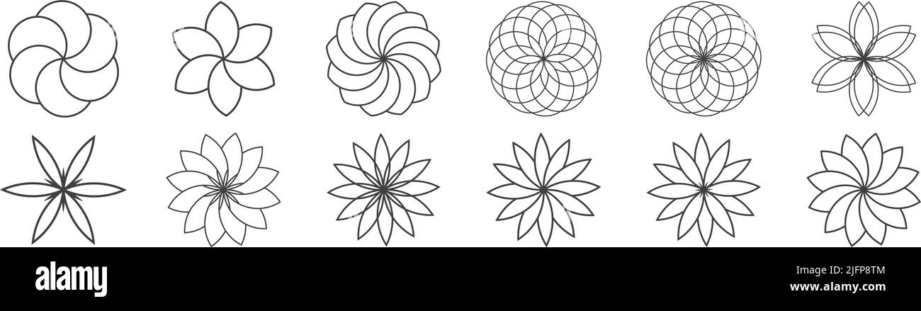 Set di ornamento decorativo a forma geometrica con design floreale per elemento Illustrazione Vettoriale