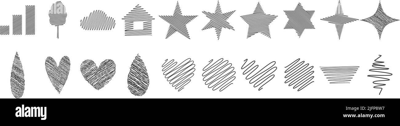 Collezione di scarabocchiate con disegno geometrico per elemento Illustrazione Vettoriale