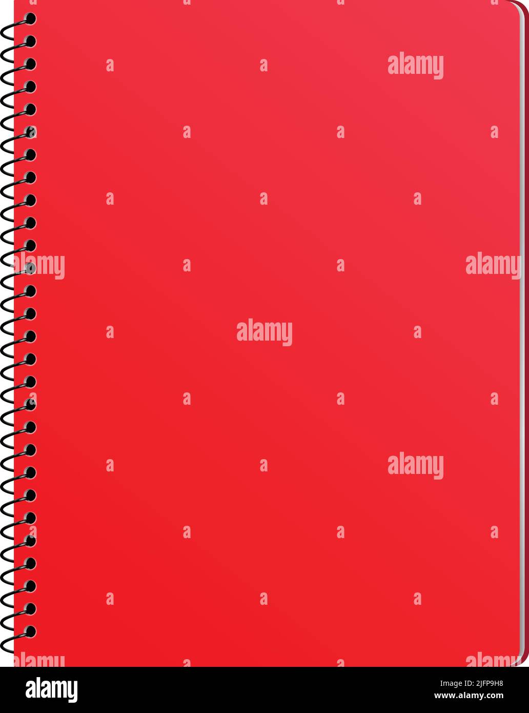 Composizione cartoleria realistica con immagine isolata del notebook su sfondo bianco illustrazione vettoriale Illustrazione Vettoriale